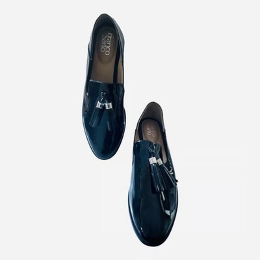 FRANCO SARTO Vegan Leather Loafers Black Women’s Slip-On Moccasins 9.5 M - Picture 4 of 7